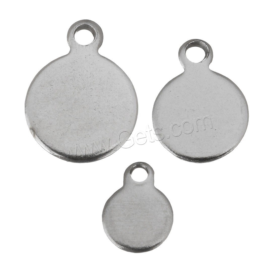 Stainless Steel Pendants, Flat Round, different size for choice, original color, Hole:Approx 1mm, Sold By PC