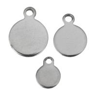 Stainless Steel Pendants, Flat Round original color Approx 1mm 