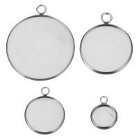 Stainless Steel Pendant Setting, Flat Round original color 