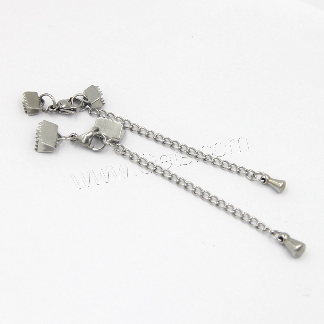 Stainless Steel Lobster Claw Cord Clasp, with ribbon crimp end & different size for choice, Length:2 Inch, 10PCs/Lot, Sold By Lot
