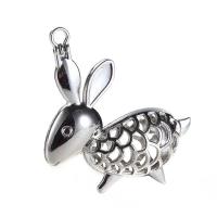 Brass Floating Locket Pendant, Rabbit, platinum color plated, for 8mm beads & It could be opened and beads could be put inside. & hollow, nickel, lead & cadmium free Approx 2-3mm 