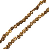 Non Magnetic Hematite Beads, Flat Round, gold plated coffee Approx 0.5mm Approx 15.5 Inch, Approx 