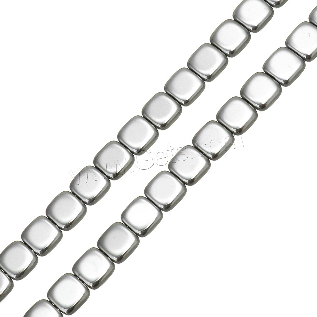 Las Perlas De Hematites Sin Magnético, Hematita no magnética, Cuadrado, chapado en color de plata, diverso tamaño para la opción, agujero:aproximado 1mm, longitud:aproximado 16 Inch, Vendido por Sarta