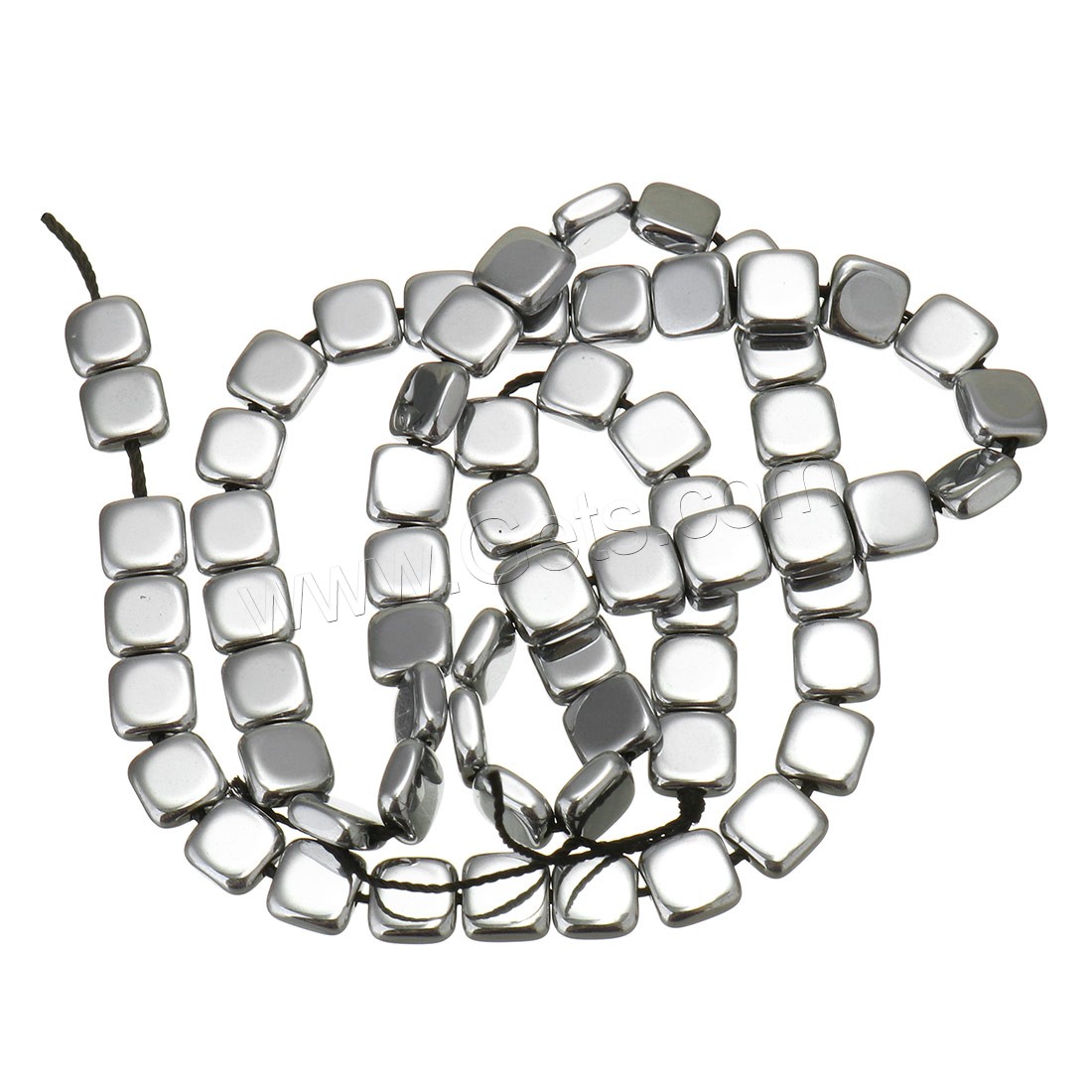 Las Perlas De Hematites Sin Magnético, Hematita no magnética, Cuadrado, chapado en color de plata, diverso tamaño para la opción, agujero:aproximado 1mm, longitud:aproximado 16 Inch, Vendido por Sarta