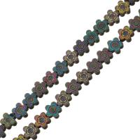 Las Perlas De Hematites Sin Magnético, Hematita no magnética, Flor, chapado en colorido, 7.5x7.5x3.5mm, agujero:aproximado 1mm, longitud:aproximado 16 Inch, aproximado 57PCs/Sarta, Vendido por Sarta