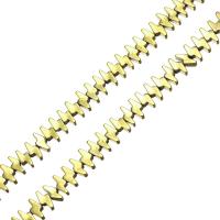 Las Perlas De Hematites Sin Magnético, Hematita no magnética, Símbolo del rayo, chapado en color dorado, 4x6.5x2.5mm, agujero:aproximado 1mm, longitud:aproximado 16 Inch, aproximado 126PCs/Sarta, Vendido por Sarta