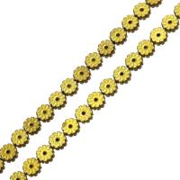 Las Perlas De Hematites Sin Magnético, Hematita no magnética, Flor, chapado en color dorado, 6x2.5mm, agujero:aproximado 0.5mm, longitud:aproximado 16.5 Inch, aproximado 69PCs/Sarta, Vendido por Sarta