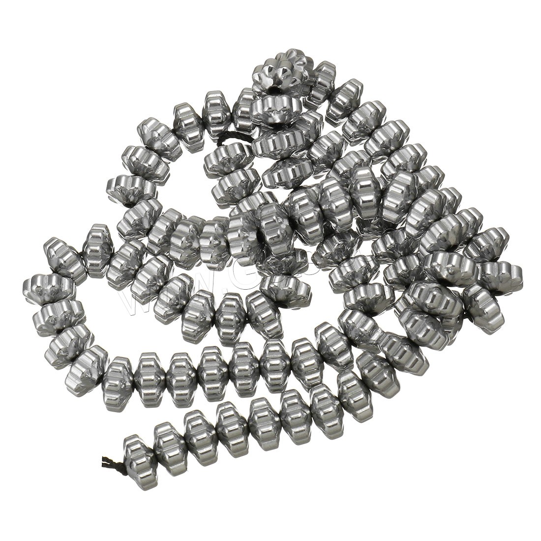 Nicht magnetische Hämatit Perlen, Non- magnetische Hämatit, silberfarben plattiert, verschiedene Größen vorhanden, Bohrung:ca. 1.5mm, Länge:ca. 16 ZollInch, verkauft von Strang