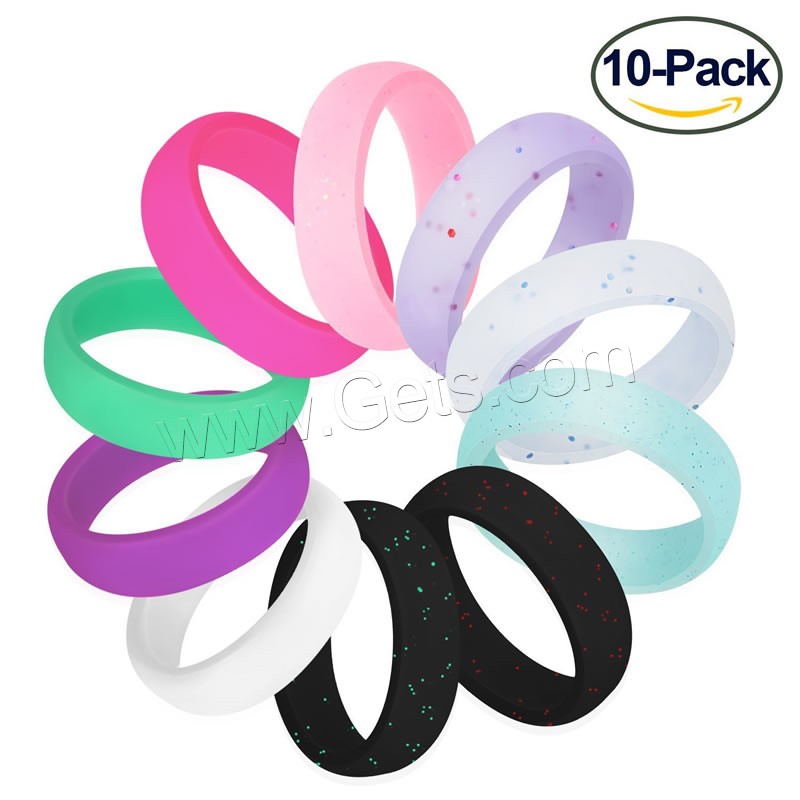Silicone Finger Ring, Unisex & different size for choice, mixed colors, 2.7mm, 10PCs/Set, Sold By Set