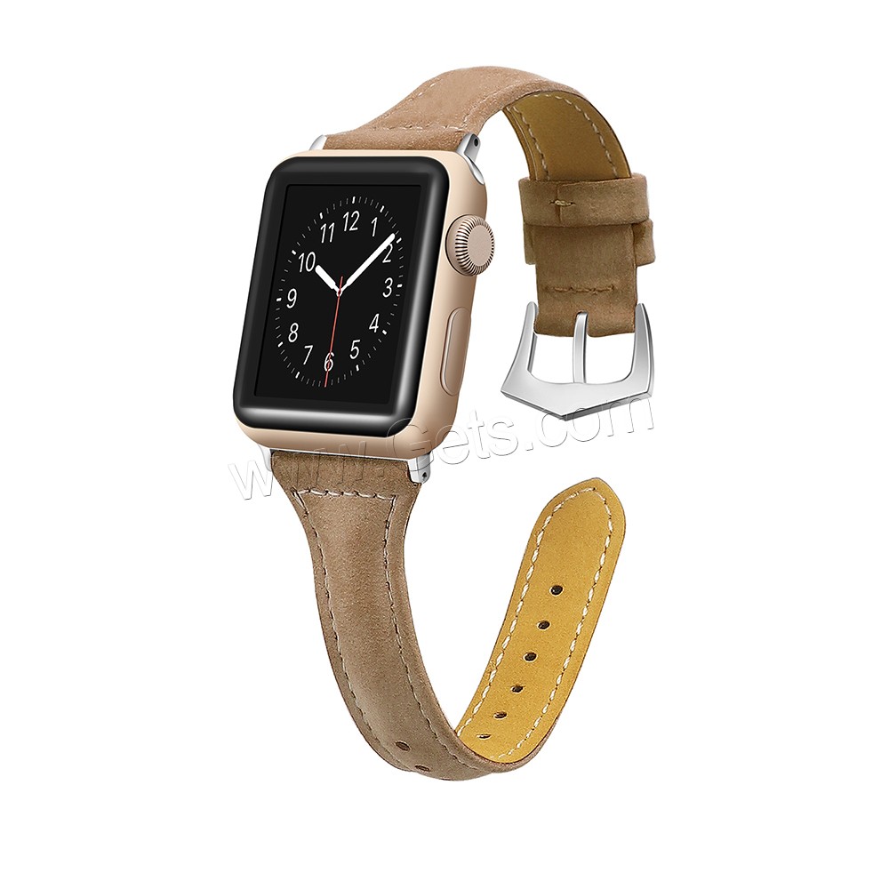 Cuir bracelet de montre, avec acier inoxydable, pour montre apple & unisexe & normes différentes pour le choix, plus de couleurs à choisir, Longueur:Environ 8 pouce, Vendu par PC