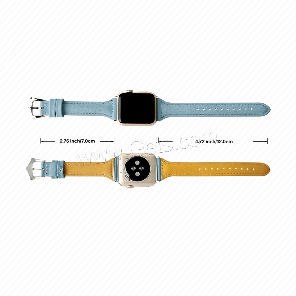 Cuir bracelet de montre, avec acier inoxydable, pour montre apple & unisexe & normes différentes pour le choix, plus de couleurs à choisir, Longueur:Environ 8 pouce, Vendu par PC