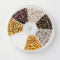 Zinklegierung Herz Perlen, mit Kunststoff Kasten, plattiert, gemischte Farben, frei von Blei & Kadmium, 4x3x3mm, Bohrung:ca. 1mm, ca. 786PCs/Box, verkauft von Box