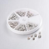 Zinc Alloy Flower Beads, with Plastic Box, antique silver color plated, mixed, lead & cadmium free, 4.5-7mm Approx 1mm, Approx 