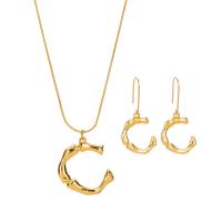 Fashion Zinc Alloy Jewelry Sets, earring & necklace, with 2.17Inch extender chain, Letter C, gold color plated, snake chain & for woman, 41mm, 46mm Approx 17.01 Inch 