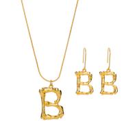Fashion Zinc Alloy Jewelry Sets, earring & necklace, with 2.17Inch extender chain, Letter B, gold color plated, snake chain & for woman, 44mm, 46mm Approx 17.01 Inch 