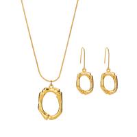 Fashion Zinc Alloy Jewelry Sets, earring & necklace, with 2.17Inch extender chain, Letter O, gold color plated, snake chain & for woman, 47mm, 47mm Approx 17.01 Inch 