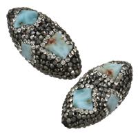 Clay Pave Beads, with Larimar, Olive, with rhinestone Approx 1.5mm 
