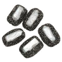 Lehm pflastern Perle, mit Natürliche kultivierte Süßwasserperlen, mit Strass, 19-22x28-31x13-16mm, Bohrung:ca. 1.5mm, verkauft von PC