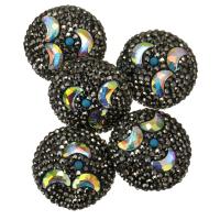 Lehm pflastern Perle, mit Synthetische Türkis & Kristall, Lächelndes Gesichte, facettierte & mit Strass, 23x13mm, Bohrung:ca. 1mm, verkauft von PC