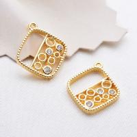 Cubic Zirconia Micro Pave Brass Pendant, Rhombus, real gold plated, micro pave cubic zirconia & hollow Approx 1mm 