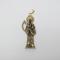 Stainless Steel Saint Pendant, gold color plated, Unisex & blacken Approx 2-4mm 