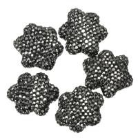 Strass Ton befestigte Perlen, Lehm pflastern, Blume, mit Strass, 20-22x24-25x8mm, Bohrung:ca. 1mm, verkauft von PC