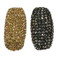 Strass Ton befestigte Perlen, Lehm pflastern, mit Strass, keine, 14-16x29x10-11mm, Bohrung:ca. 1.5mm, verkauft von PC