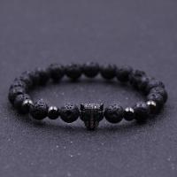 Lava Bracelet, with Elastic Thread & Brass, Leopard, plated, natural & Unisex & micro pave cubic zirconia Approx 7.5 Inch 