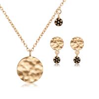 Zinc Alloy Jewelry Set, earring & necklace, with iron chain, with 4.5cm extender chain, Flat Round, gold color plated, oval chain & for woman & enamel, nickel, lead & cadmium free  Approx 17.5 Inch 