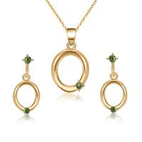 Zinc Alloy Jewelry Set, earring & necklace, with iron chain, with 5cm extender chain, Flat Oval, gold color plated, oval chain & for woman & with rhinestone, nickel, lead & cadmium free  Approx 17.5 Inch 