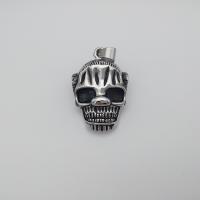 Нержавеющая сталь череп подвеска, нержавеющая сталь, Череп, Мужская & чернеют, оригинальный цвет отверстие:Приблизительно 2-4mm, продается PC