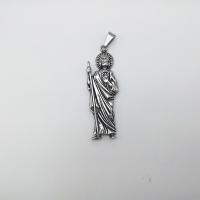 Stainless Steel Saint Pendant, Crucifix, gold color plated, Unisex & blacken Approx 2-4mm 