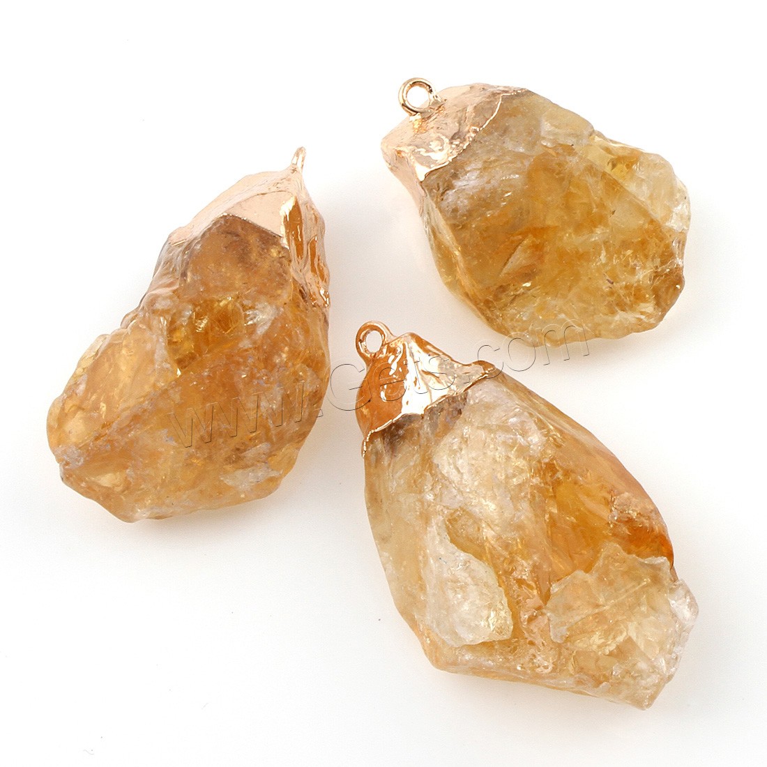Citrine Pendant, with Brass, Nuggets, gold color plated, different size for choice, Hole:Approx 1.5mm, Sold By PC