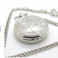 Zinklegierung Halskette Uhr, mit Glas, flache Runde, plattiert, Twist oval, keine, 45mm, Länge:ca. 31 ZollInch, verkauft von Strang