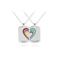 Zinc Alloy Puzzle Friendship Necklace, with 1.9lnch extender chain, Rectangle, platinum color plated, oval chain & for woman & enamel Approx 17.7 Inch 