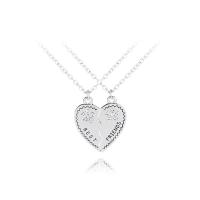Zinc Alloy Puzzle Friendship Necklace, with 1.9lnch extender chain, Heart, silver color plated, oval chain & with letter pattern & for woman & enamel & with rhinestone Approx 17.7 Inch 