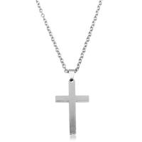 Stainless Steel Jewelry Necklace, Cross, Unisex & oval chain, original color Approx 19.5 Inch 
