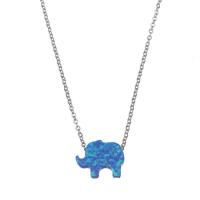 ステンレス ネックレス, とともに ブルー オパール, 象, ユニセックス & 楕円形の鎖, オリジナルカラー 長さ:約 19.5 インチ, 売り手 ストランド