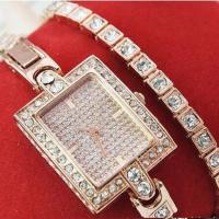 Fashion Watch Bracelet, Zinc Alloy, with Glass, rose gold color plated, for woman & with rhinestone 27mm, 4mm Approx 13.5 Inch 