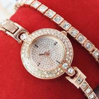 Мода Часы браслет, цинковый сплав, с Стеклянный, плакированный цветом розового золота, Женский & со стразами, Много цветов для выбора, 25mm, 4mm, длина:Приблизительно 14.5 дюймовый, продается PC