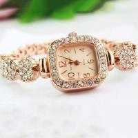 Fashion Watch Bracelet, Zinc Alloy, with Glass, rose gold color plated, for woman & with rhinestone 20mm Approx 7.4 Inch 
