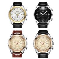 Men Wrist Watch, Leather, with zinc alloy dial & Glass, plated, for man & waterproof & luminated Approx 7.4-9.4 Inch 