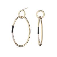 Zinc Alloy Drop Earring, with Cotton Thread, stainless steel post pin, Round, gold color plated, for woman, lead & cadmium free 