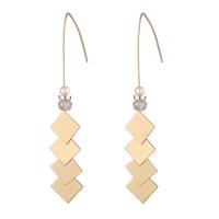 Zinc Alloy Drop Earring, iron earring hook, Geometrical Pattern, gold color plated, for woman, lead & cadmium free 