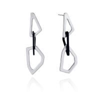 Zinc Alloy Drop Earring, stainless steel post pin, Geometrical Pattern, silver color plated, for woman & matte, lead & cadmium free 