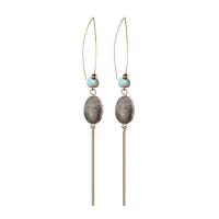 Zinc Alloy Drop Earring, with Gemstone, iron earring hook, gold color plated, for woman, lead & cadmium free 