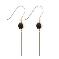Zinc Alloy Drop Earring, with Lava, iron earring hook, gold color plated, for woman, lead & cadmium free 