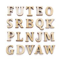 Cabujón de madera original, Carta del alfabeto, color original, 10-25mm, 50PCs/Bolsa, Vendido por Bolsa