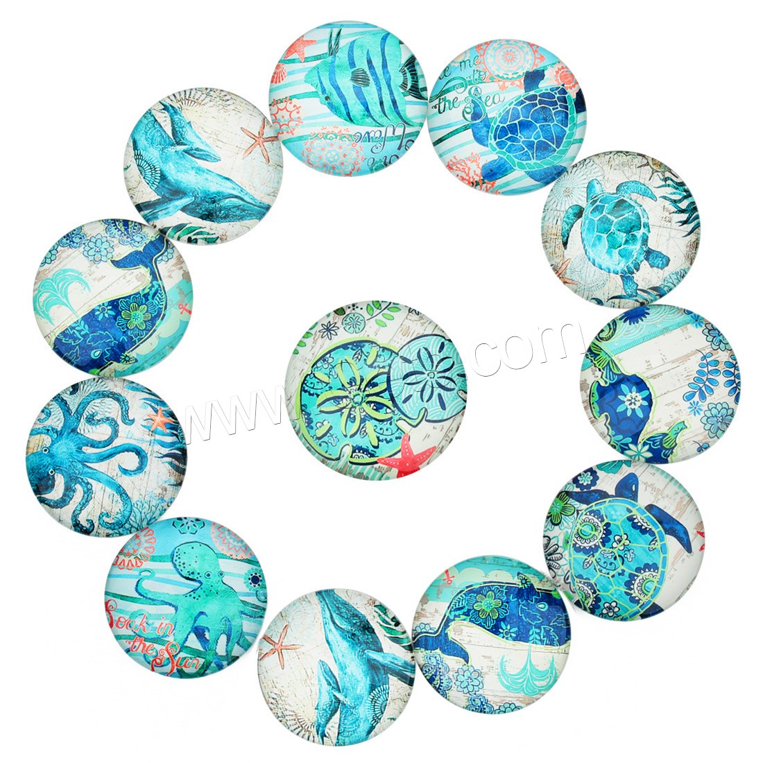 Time Gem Cabochon, Glass, Flat Round, time gem jewelry & mixed pattern & different size for choice & flat back & decal, 20PCs/Bag, Sold By Bag