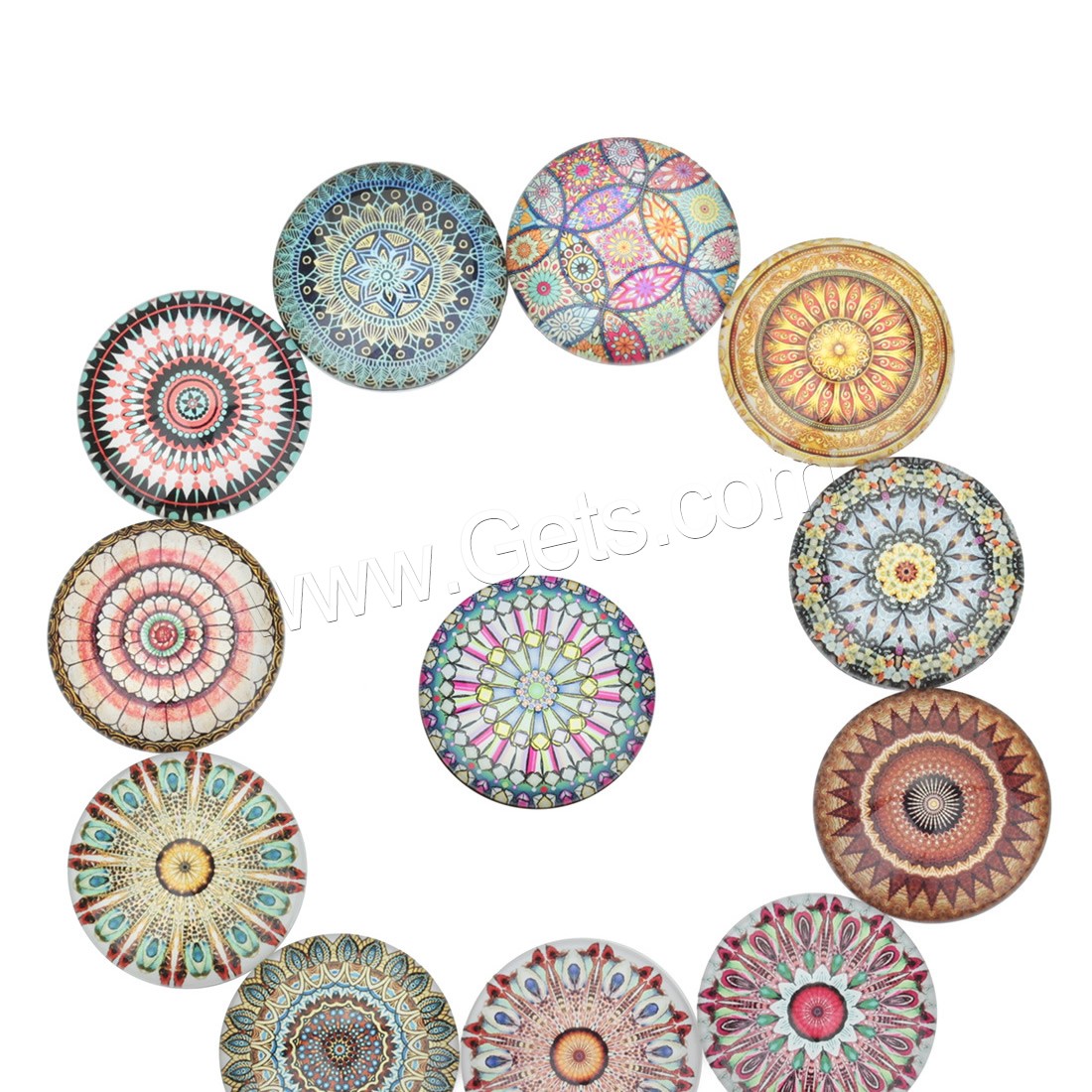 Time Gem Cabochon, Glass, Flat Round, time gem jewelry & mixed pattern & different size for choice & flat back & decal, 20PCs/Bag, Sold By Bag